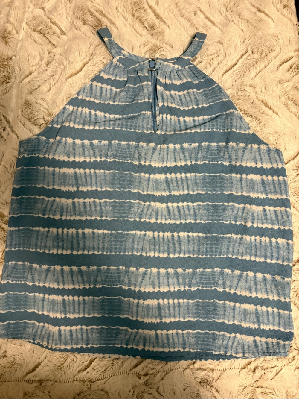 Michael Kors Blue and White Tie-Dye Halter Camisole